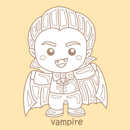 Alphabet V For Vampire vampire, cute vampire, vampire costume, vampire kids, vampire child, halloween vampire, vampire illustrVocabulary School Lesson Cartoon Digital Stamp Outlineのイラスト素材