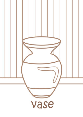 Alphabet V For Vase Vocabulary School Lesson Cartoon Coloring Activity for Kids and Adultのイラスト素材