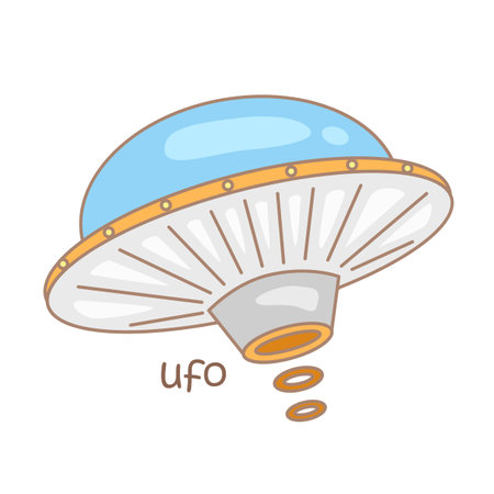Alphabet U For Ufo Vocabulary School Lesson Cartoon Illustration Vector Clipart Stickerのイラスト素材