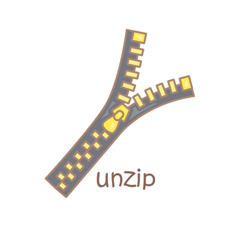 Alphabet U For Unzip Vocabulary School Lesson Cartoon Illustration Vector Clipart Stickerのイラスト素材