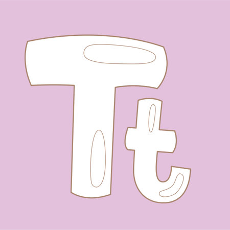 Alphabet T For Vocabulary lesson School Cartoon Digital Stamp Outlineのイラスト素材
