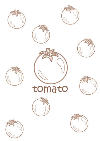 Alphabet T For Tomato Vocabulary Lesson School Cartoon Coloring Activity for Kids and Adultのイラスト素材