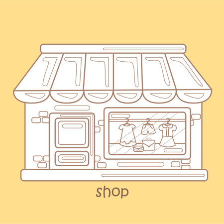 Alphabet S For Shop Vocabulary School Lesson Cartoon Digital Stamp Outlineのイラスト素材