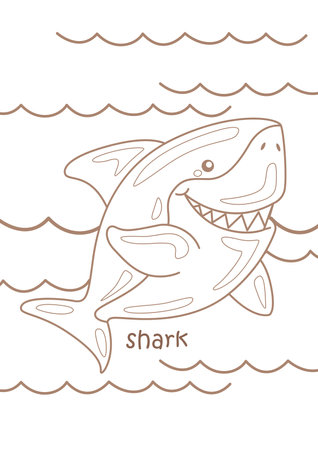 Alphabet S For Shark Vocabulary School Lesson Cartoon Coloring for Kids and Adult Activityのイラスト素材