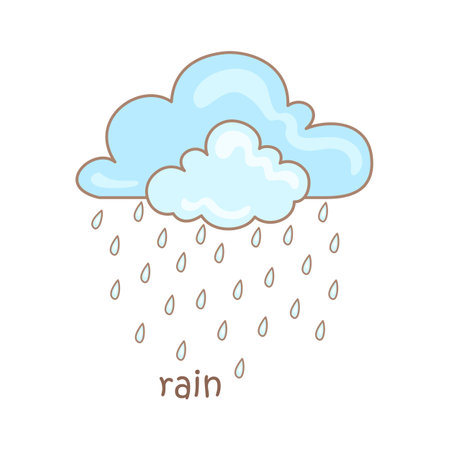 Alphabet R For Rain Vocabulary School Lesson Cartoon Illustration Vector Clipart Stickerのイラスト素材