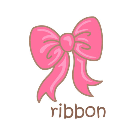Alphabet R For Ribbon Vocabulary School Lesson Cartoon Illustration Vector Clipart Stickerのイラスト素材