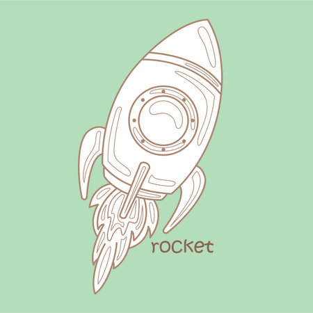 Alphabet R For Rocket Vocabulary School Cartoon Digital Stamp Outlineのイラスト素材