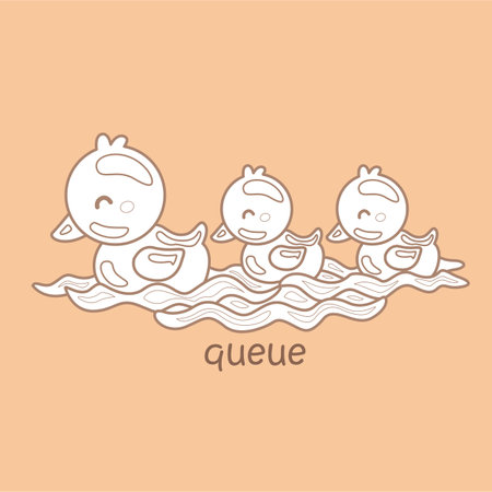 Alphabet Q For Queque Vocabulary School Lesson Cartoon Digital Stamp Outlineのイラスト素材
