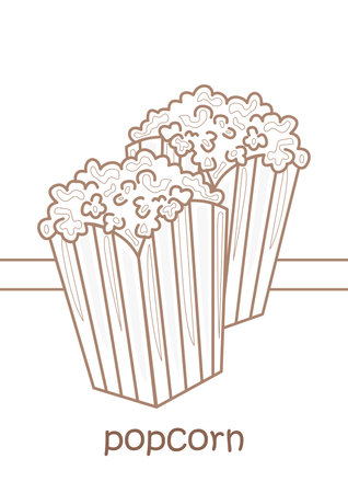 Alphabet P For Popcorn Vocabulary School Lesson Cartoon Coloring Pages for Kids and Adult Activityのイラスト素材