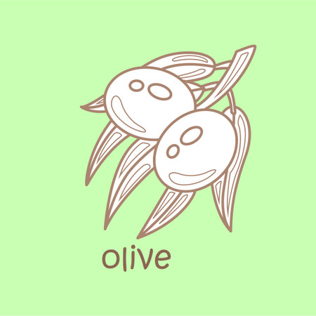 Alphabet O For Olive Vocabulary School Lesson Cartoon Digital Stamp Outlineのイラスト素材