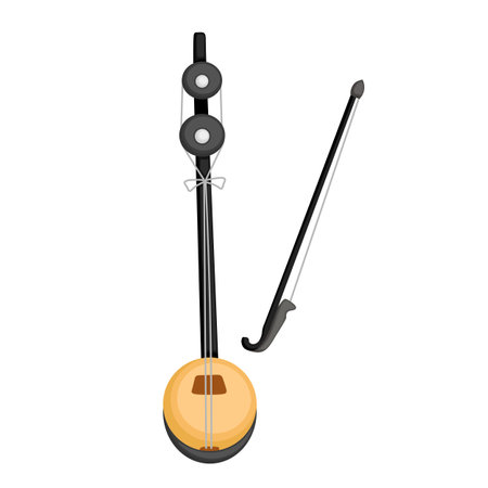 Korean Traditional Music Instrumental Gayageum Cartoon Illustration Vector Clipart Stickerのイラスト素材