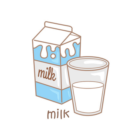 Alphabet M For Milk Vocabulary School Lesson Cartoon Illustration Vector Clipart Stickerのイラスト素材