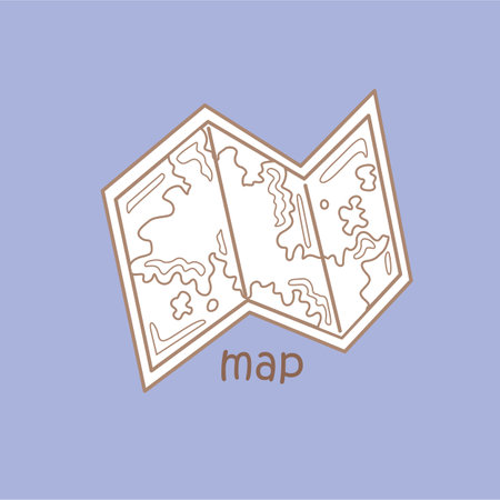 Alphabet M For Map Vocabulary School Lesson Cartoon Digital Stamp Outlineのイラスト素材