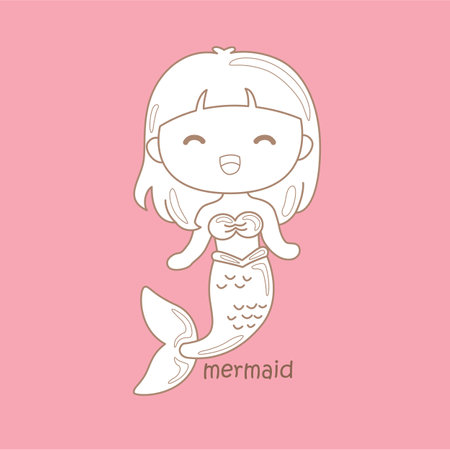 Alphabet M For Mermaid Vocabulary School Lesson Cartoon Digital Stamp Outlineのイラスト素材