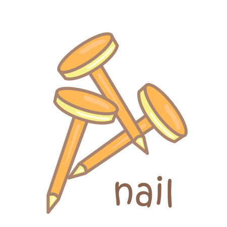 Alphabet N For Nail Vocabulary School Lesson Cartoon Illustration Vector Clipart Stickerのイラスト素材