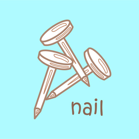 Alphabet N For Nail Vocabulary Lesson School Cartoon Digital Stamp Outlineのイラスト素材