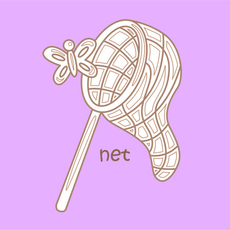 Alphabet N For Net Vocabulary Lesson School Cartoon Digital Stamp Outlineのイラスト素材