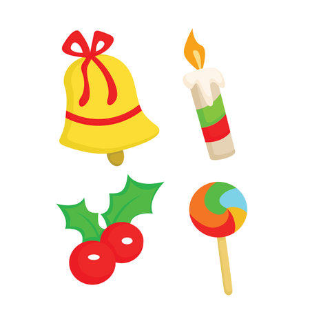 Cute Christmas Ornament Background Object Decorations Cartoon Illustration Vector Clipart Stickerのイラスト素材