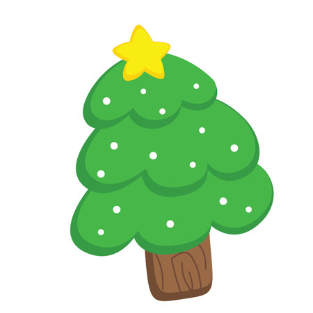 Colorful Christmas Tree Decoration Background Cartoon Illustration Vector Clipart Stickerのイラスト素材