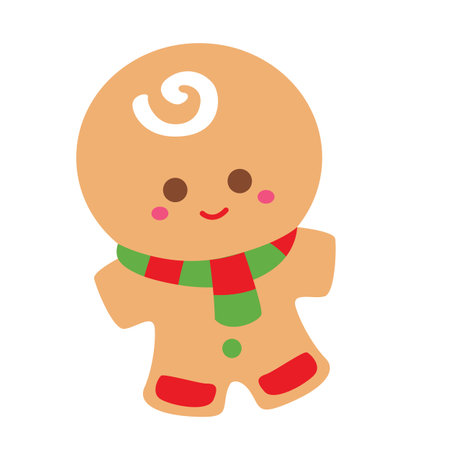 Cute Gingerbread Christmas Cookies Cartoon Illustration Vector Clipart Stickerのイラスト素材