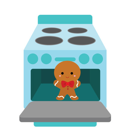 Cute Cooking Gingerbread Christmas Cookies Cartoon Illustration Vector Clipart Stickerのイラスト素材