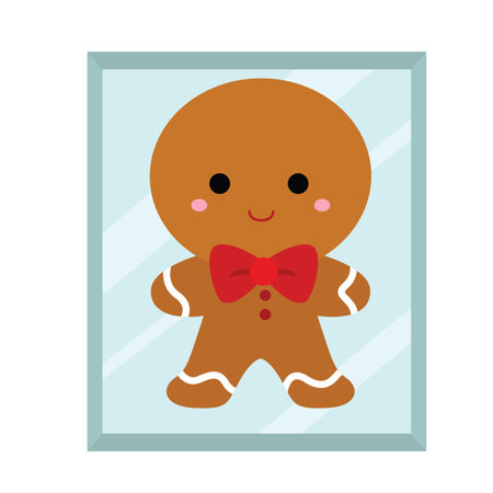 Cute Gingerbread Christmas Cookies Cartoon Illustration Vector Clipart Stickerのイラスト素材