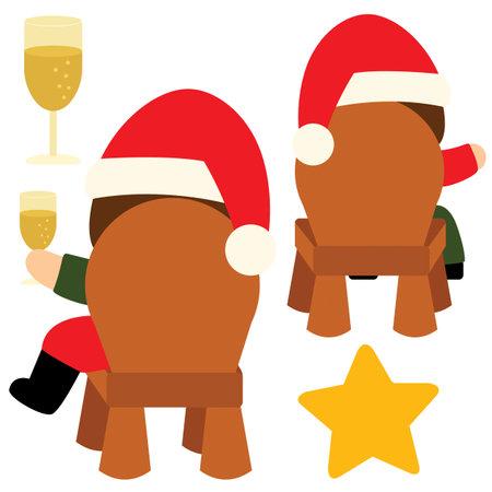 People Celebrate Christmas Feast Cartoon Illustration Vector Clipart Stickerのイラスト素材