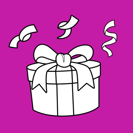 Christmas Gift Box Present Cartoon Digital Stamp Outlineのイラスト素材