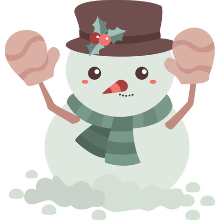 Snowman Christmas Cartoon Illustration Vector Clipart Stickerのイラスト素材