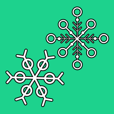 Winter Snowflakes Christmas Cartoon Digital Stamp Outlineのイラスト素材