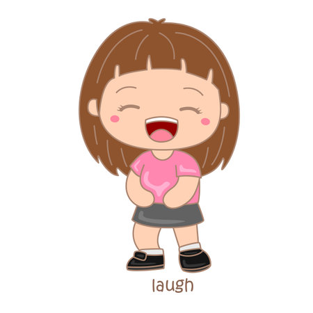Alphabet L For Laugh Vocabulary School Lesson Cartoon Illustration Vector Clipart Stickerのイラスト素材