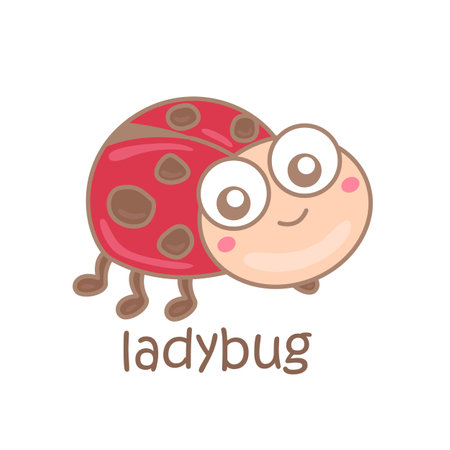 Alphabet L For Ladybug Vocabulary School Lesson Cartoon Illustration Vector Clipart Stickerのイラスト素材