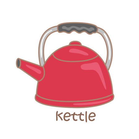 Alphabet K For Kettle Vocabulary School Lesson Cartoon Illustration Vector Clipart Stickerのイラスト素材