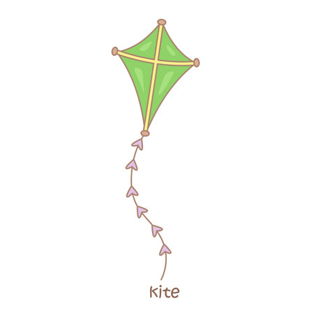 Alphabet K For Kite Vocabulary School Lesson Cartoon Illustration Vector Clipart Stickerのイラスト素材