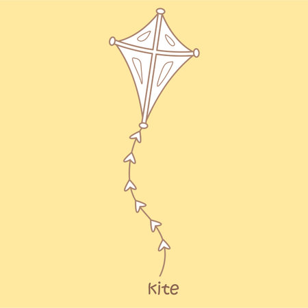 Alphabet K For Kite Vocabulary School Lesson Cartoon Digital Stamp Outlineのイラスト素材