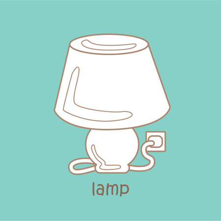 Alphabet L For Lamp Vocabulary School Lesson Cartoon Digital Stamp Outlineのイラスト素材