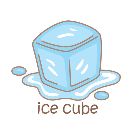 Alphabet I For Ice Cube Vocabulary School Lesson Cartoon Illustration Vector Clipart Stickerのイラスト素材