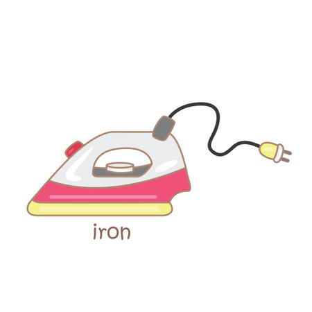 Alphabet I For Iron Vocabulary School Lesson Cartoon Illustration Vector Clipart Stickerのイラスト素材