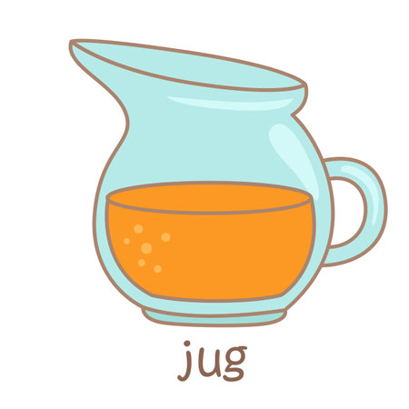 Alphabet J For Jug Vocabulary School Lesson Cartoon Illustration Vector Clipart Stickerのイラスト素材