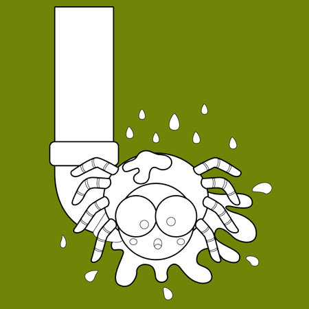 Cute Itsy Bitsy Spider Out Classic Story Cartoon Digital Stamp Outlineのイラスト素材