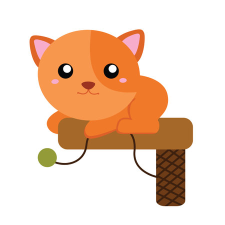 Cute Animal Pet Cat Kitten Face Cartoon Illustration Vector Clipart Sticker Background Decorationのイラスト素材