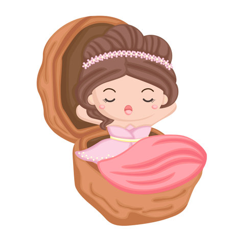 Beautiful and Funny Little Princess Garden Cartoon Illustration Kids Vector Clipart Sticker Set Background Decoration Artのイラスト素材