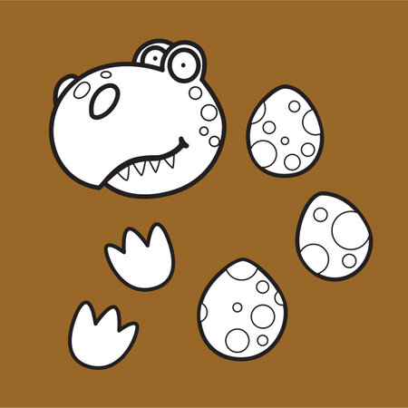 Cute Wild Animal Dinosaur Tryannosaurus Trex Cartoon Digital Stamp Outlineのイラスト素材