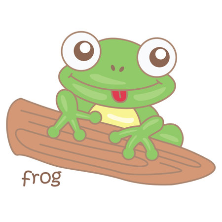 Alphabet F For Frog Vocabulary School Lesson Cartoon Illustration Vector Clipart Sticker Background Decorationのイラスト素材
