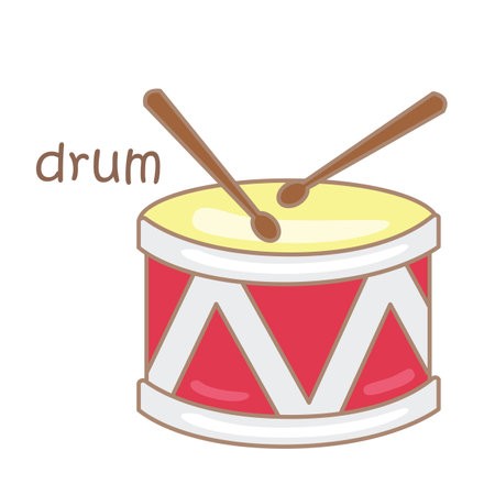 Alphabet D For Drum Vocabulary School Lesson Cartoon Illustration vector Clipart Sticker Decorationのイラスト素材