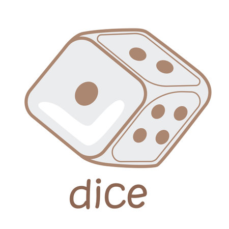 Alphabet D For Dice Vocabulary School Lesson Cartoon Illustration vector Clipart Sticker Decoration