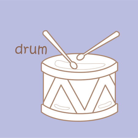 Alphabet D For Drum Vocabulary School Lesson Cartoon Digital Stamp Outlineのイラスト素材