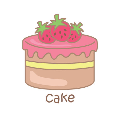 Alphabet C For Cake Vocabulary School Lesson Cartoon Illustration vector Clipart Sticker Decorationのイラスト素材