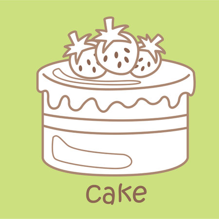 Alphabet C For Cake  Vocabulary School Lesson Cartoon Digital Stamp Outlineのイラスト素材