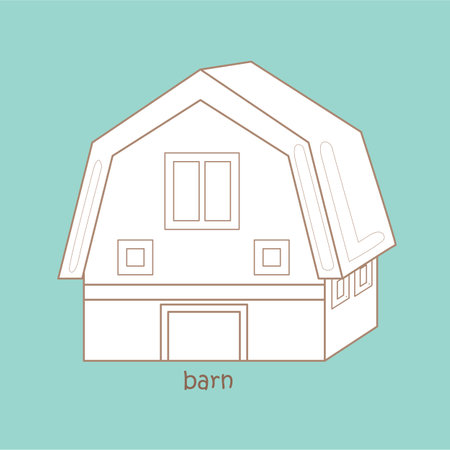 Alphabet B for Barn Vocabulary School Lesson Cartoon Digital Stamp Outlineのイラスト素材